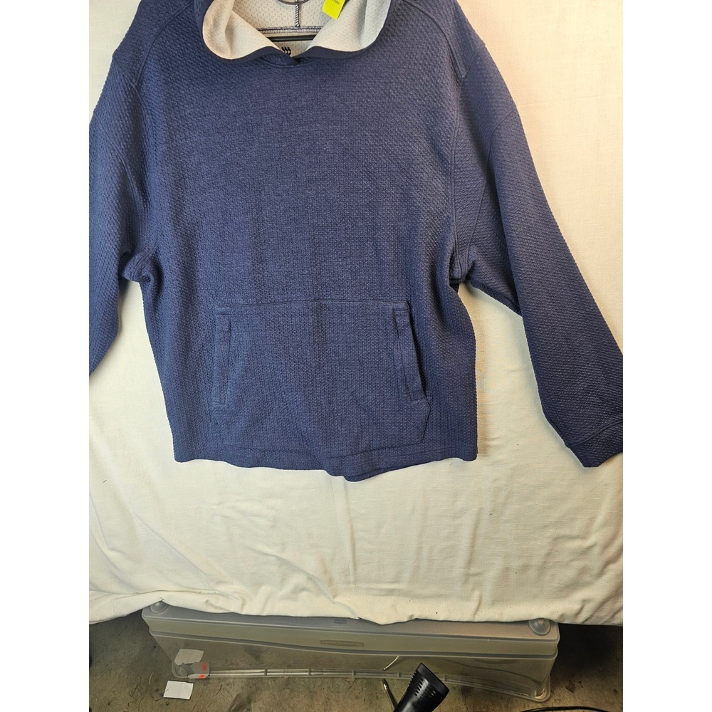 All in Motion Mens Textured Pullover Hoodie Navy Blue Athletic Sweatshirt Large - Picture 5 of 9